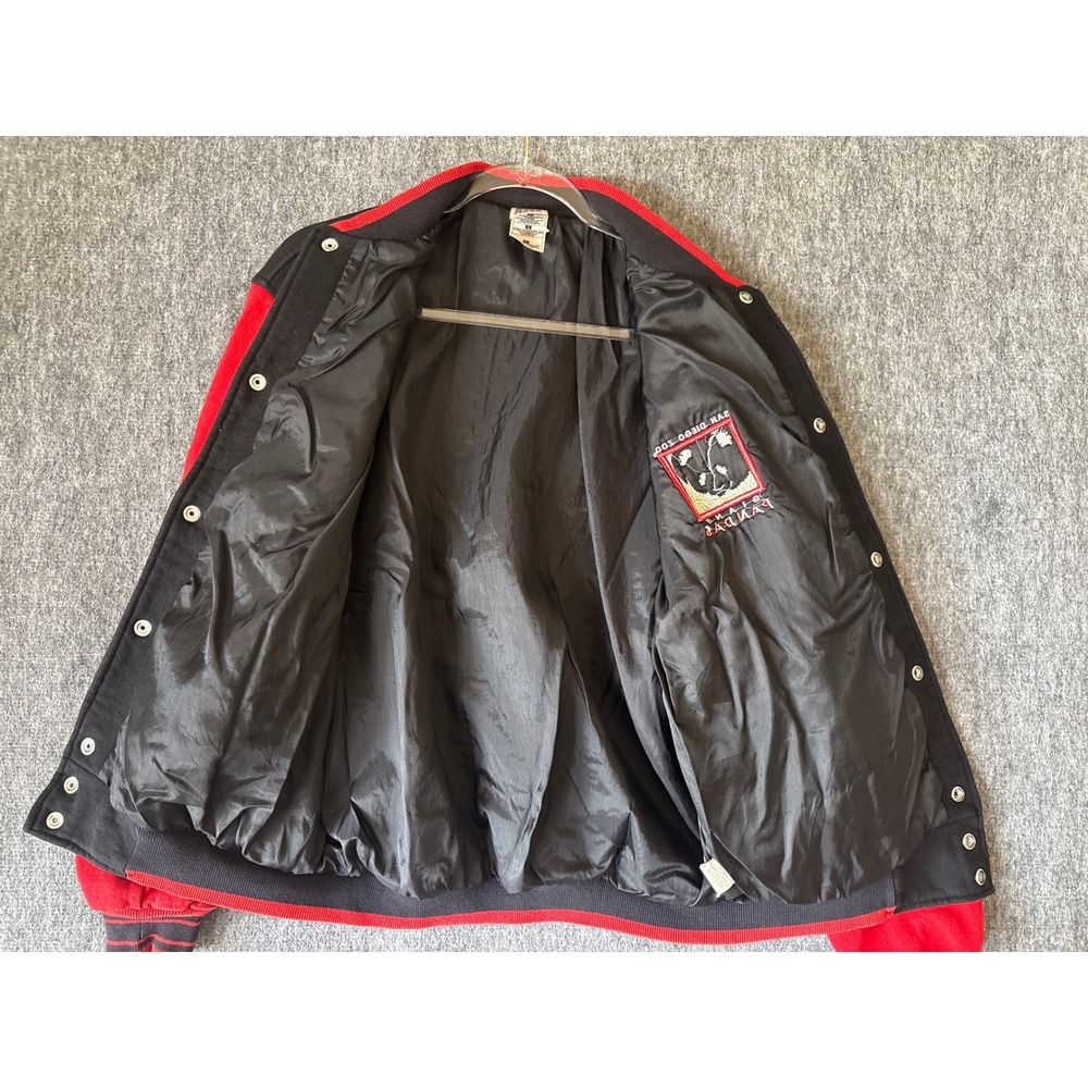 Vintage San Diego Zoo Giant Pandas Varsity Jacket Fruit of the Loom Black Red L - Picture 6 of 6